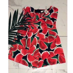 Black watermelon print romper